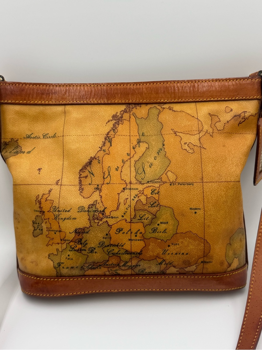 Alviero Martini 1a Classe Map-Print Shoulder Bag with Luggage Tag